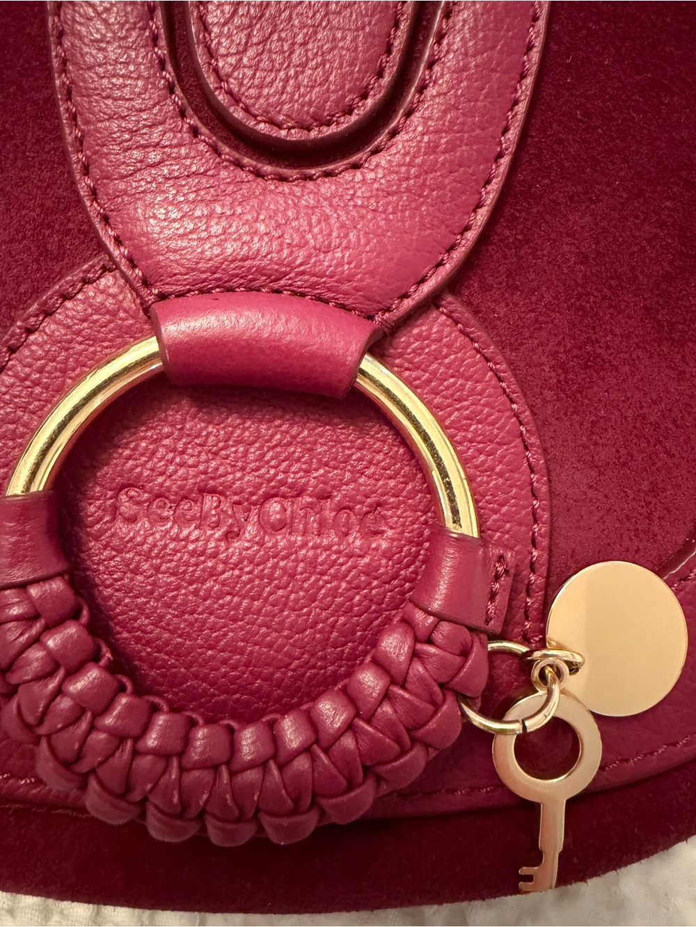 See by Chloe Suede & Leather Crossbody Bag in Deep Wine - Picture 2 of 5